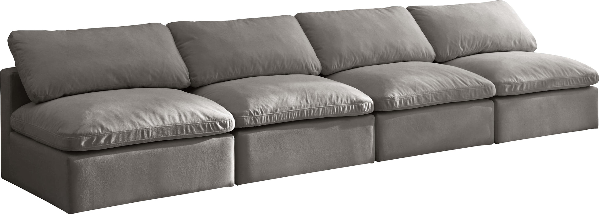 Plush Grey Velvet Standard Cloud Modular Sofa - Bargain Furniture (Detroit, MI)