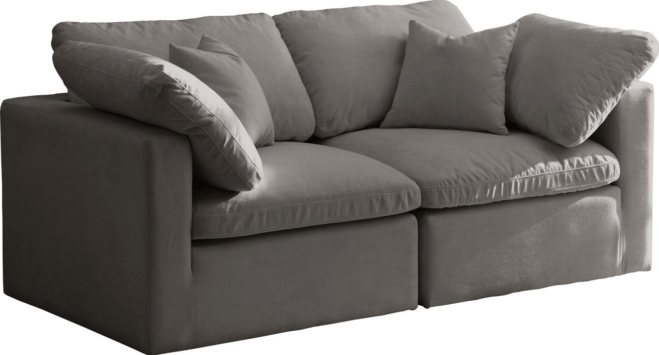 Plush Grey Velvet Standard Cloud Modular Sofa - Bargain Furniture (Detroit, MI)