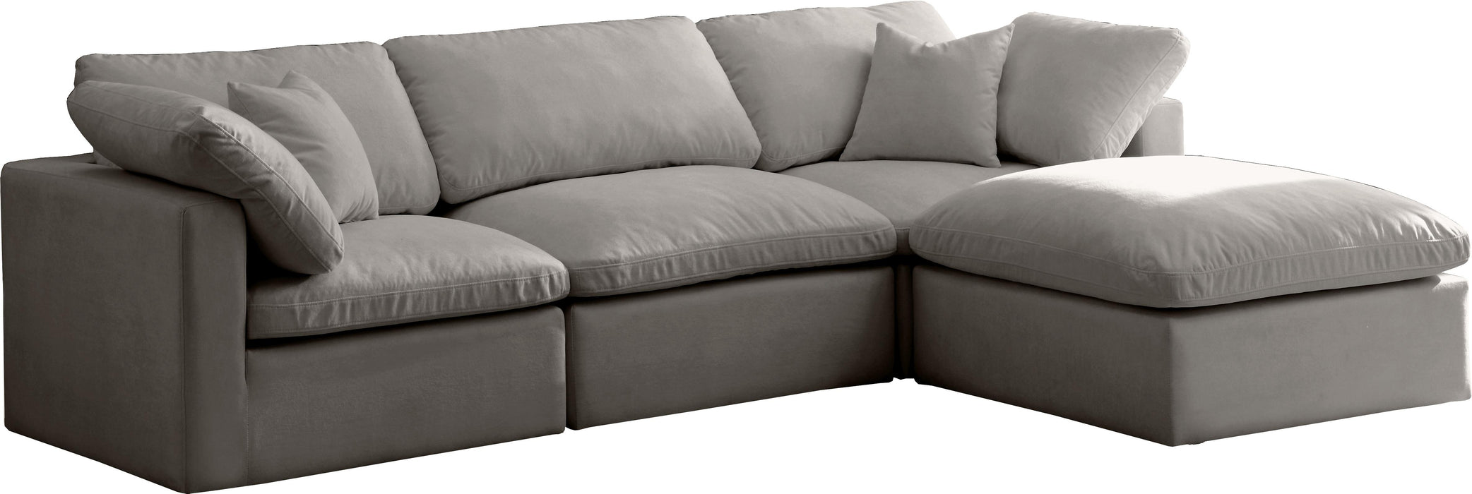 Plush Grey Velvet Standard Cloud Modular Sectional - Bargain Furniture (Detroit, MI)