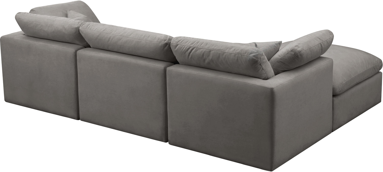Plush Grey Velvet Standard Cloud Modular Sectional - Bargain Furniture (Detroit, MI)