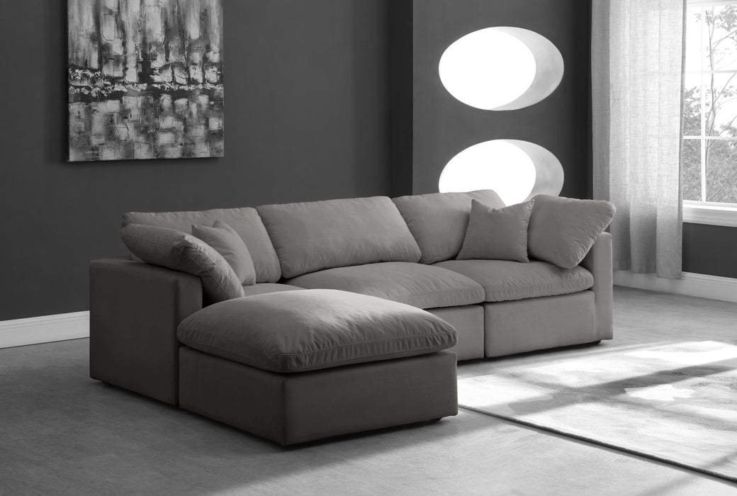 Plush Grey Velvet Standard Cloud Modular Sectional - Bargain Furniture (Detroit, MI)