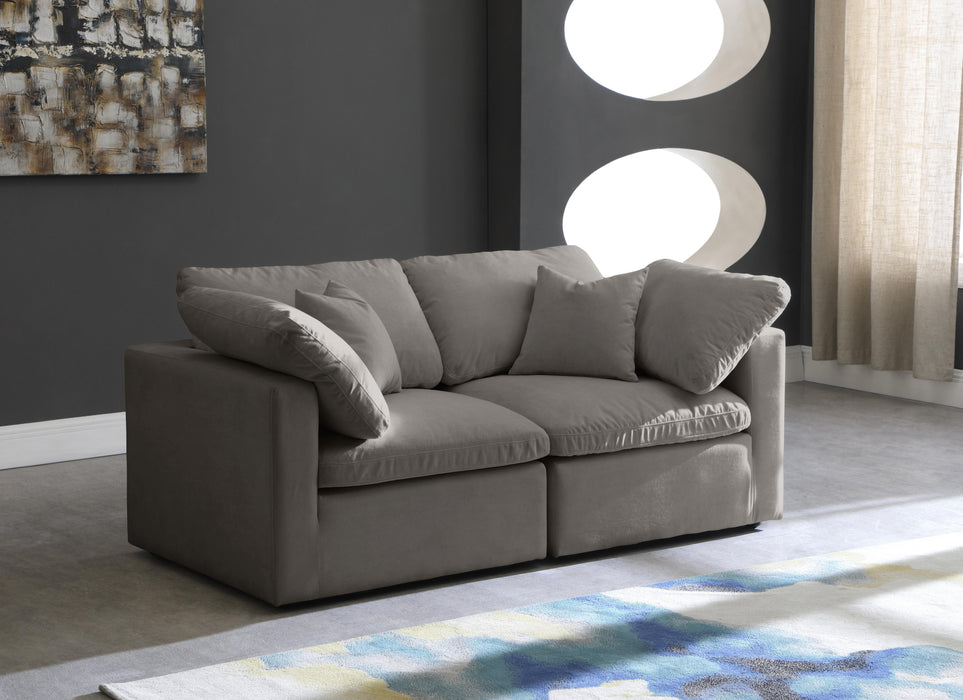 Plush Grey Velvet Standard Cloud Modular Sofa - Bargain Furniture (Detroit, MI)