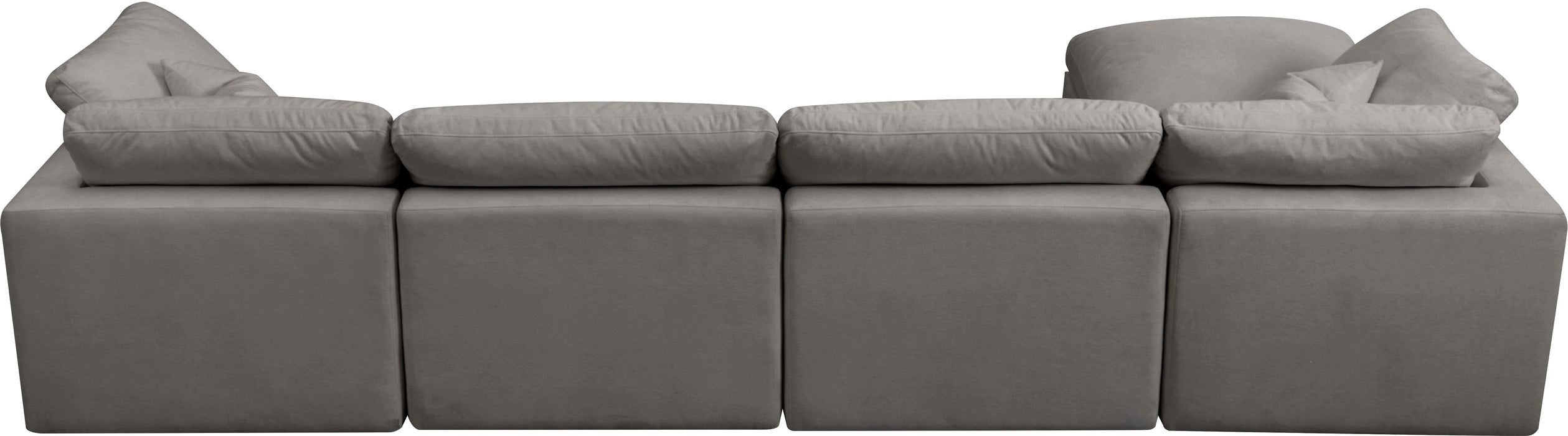 Plush Grey Velvet Standard Cloud Modular Sectional - Bargain Furniture (Detroit, MI)
