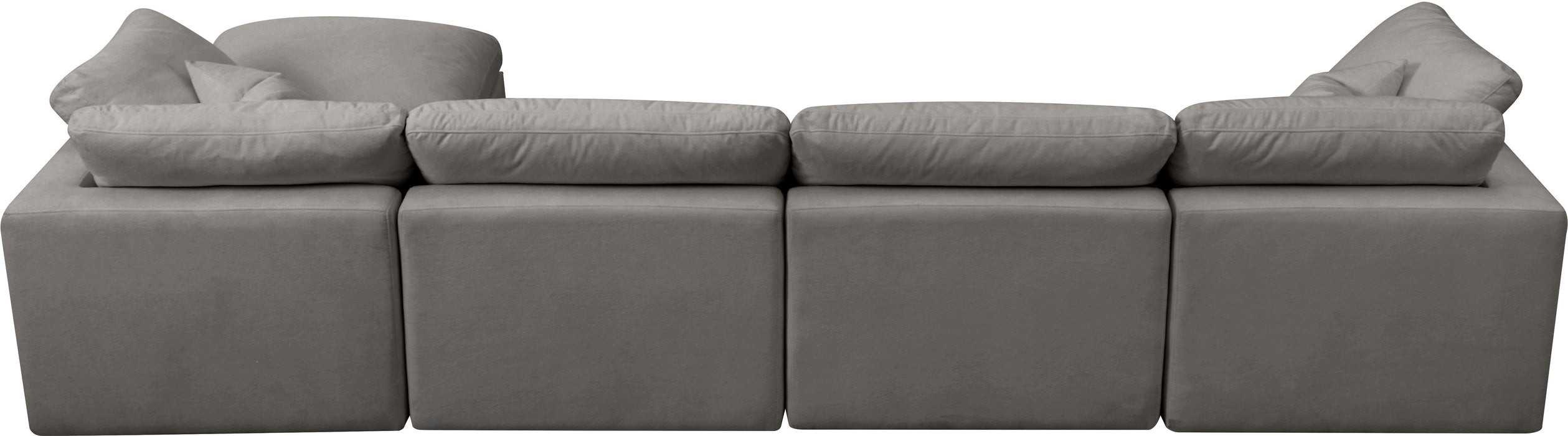 Plush Grey Velvet Standard Cloud Modular Sectional - Bargain Furniture (Detroit, MI)