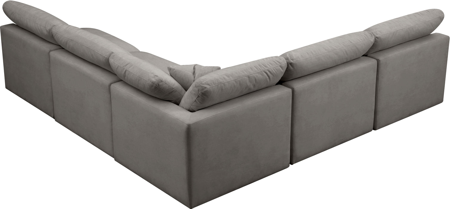 Plush Grey Velvet Standard Cloud Modular Sectional - Bargain Furniture (Detroit, MI)