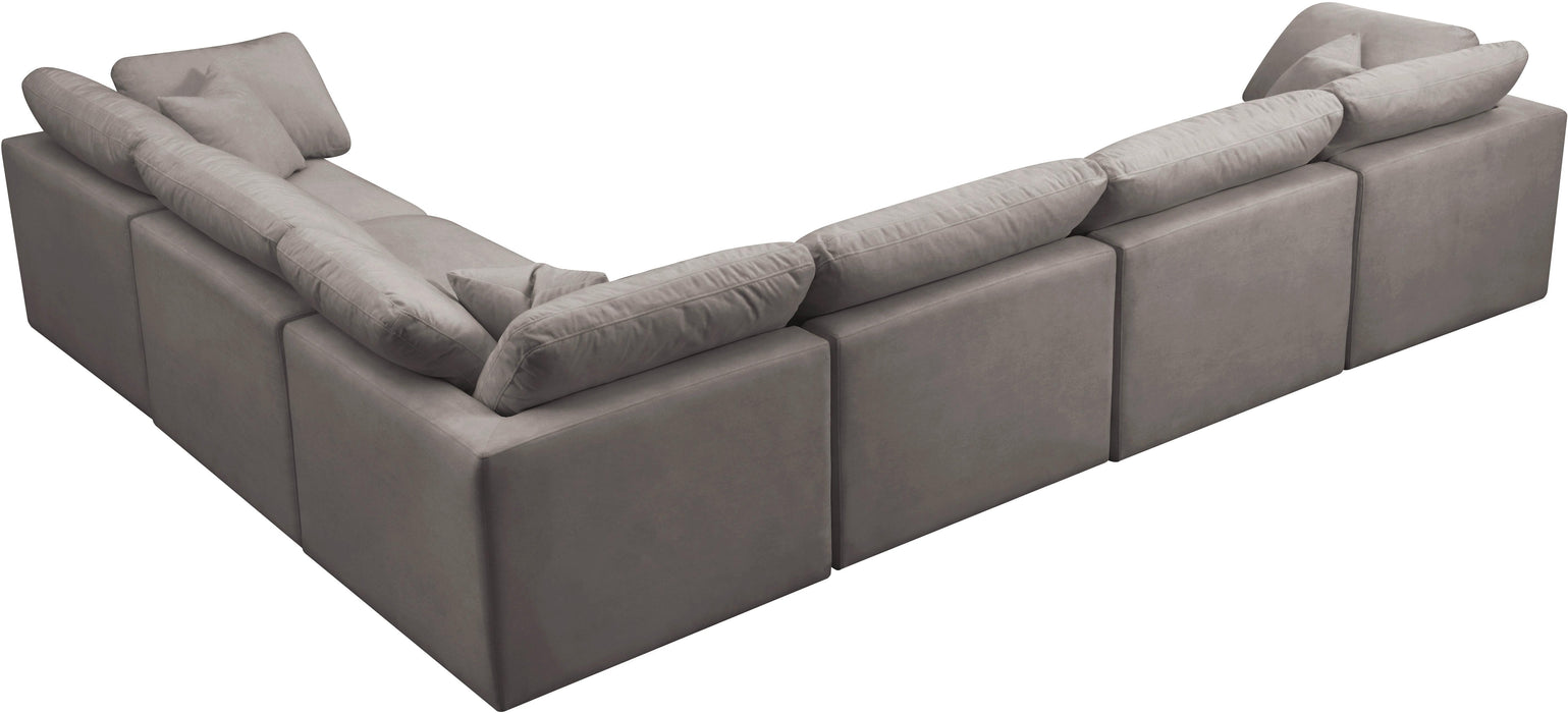 Plush Grey Velvet Standard Cloud Modular Sectional - Bargain Furniture (Detroit, MI)