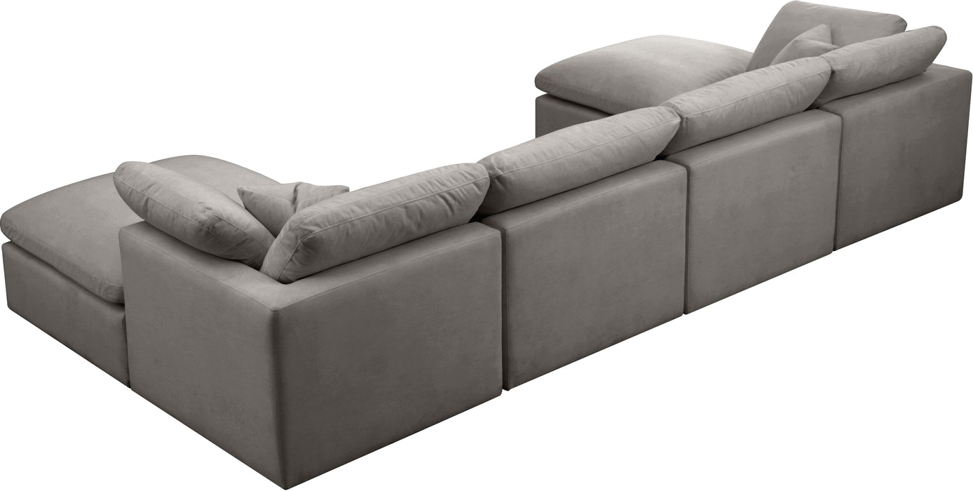 Plush Grey Velvet Standard Cloud Modular Sectional - Bargain Furniture (Detroit, MI)