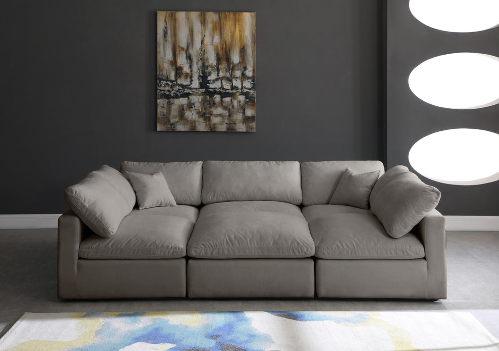 Plush Grey Velvet Standard Cloud Modular Sectional - Bargain Furniture (Detroit, MI)