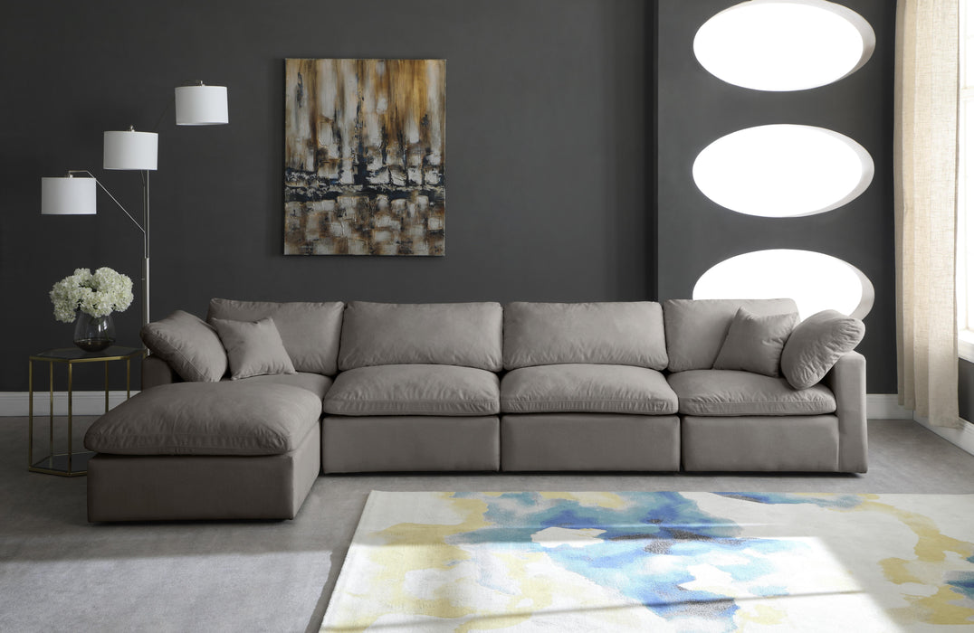 Plush Grey Velvet Standard Cloud Modular Sectional - Bargain Furniture (Detroit, MI)