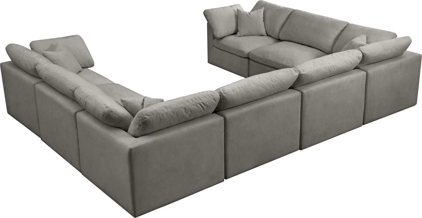 Plush Grey Velvet Standard Cloud Modular Sectional - Bargain Furniture (Detroit, MI)