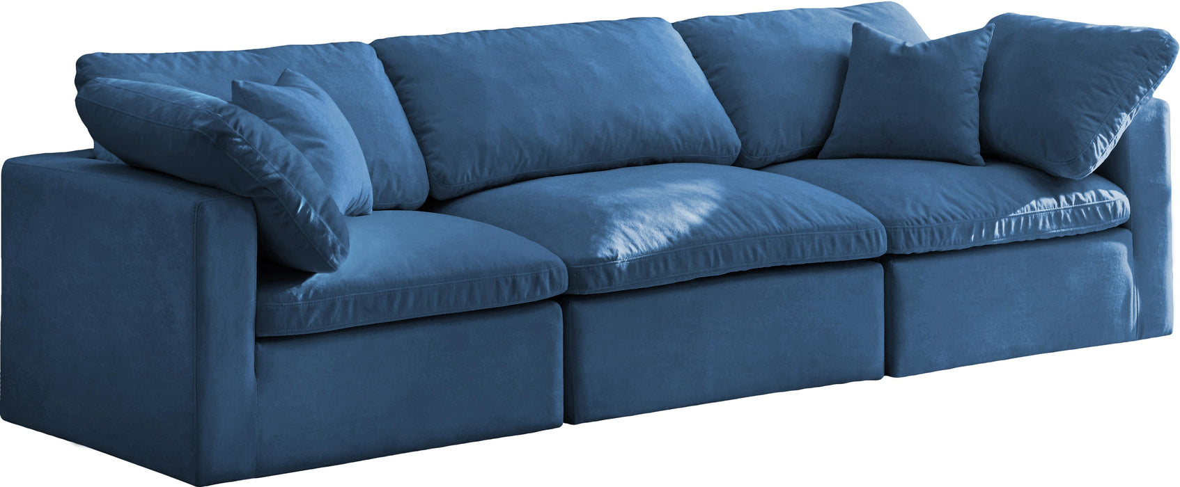 Plush Navy Velvet Standard Cloud Modular Sofa - Bargain Furniture (Detroit, MI)