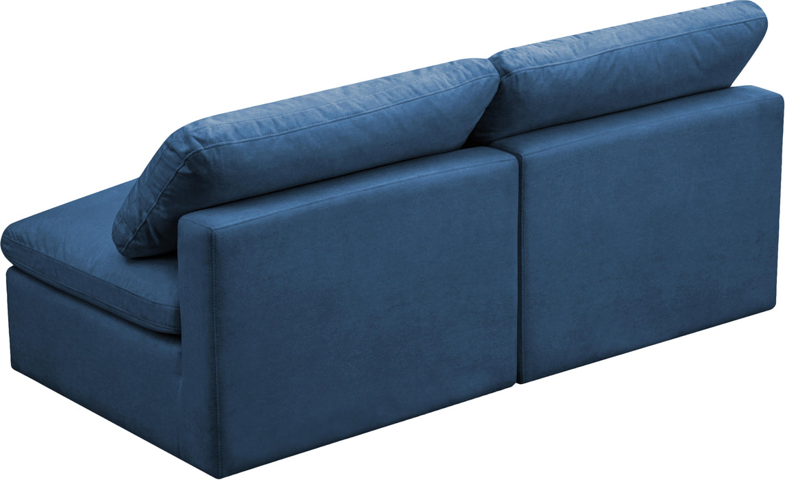 Plush Navy Velvet Standard Cloud Modular Sofa - Bargain Furniture (Detroit, MI)