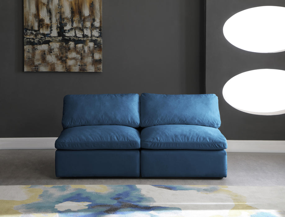 Plush Navy Velvet Standard Cloud Modular Sofa - Bargain Furniture (Detroit, MI)