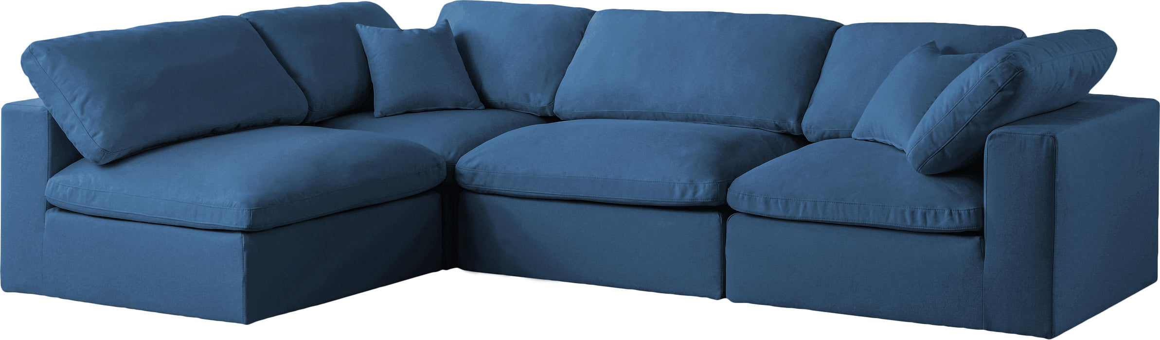 Plush Navy Velvet Standard Cloud Modular Sectional - Bargain Furniture (Detroit, MI)