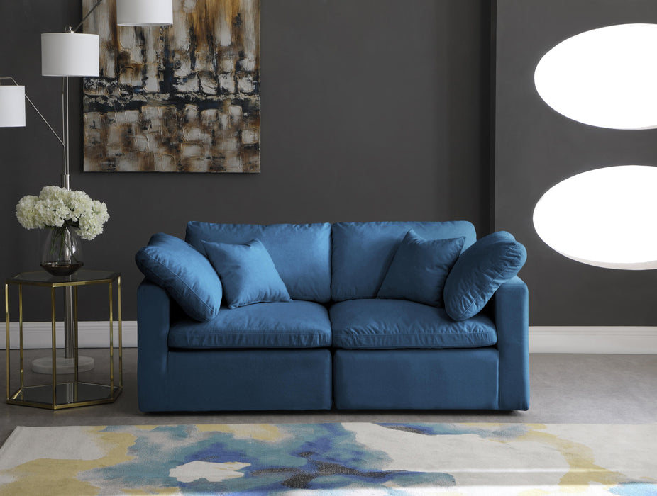 Plush Navy Velvet Standard Cloud Modular Sofa - Bargain Furniture (Detroit, MI)