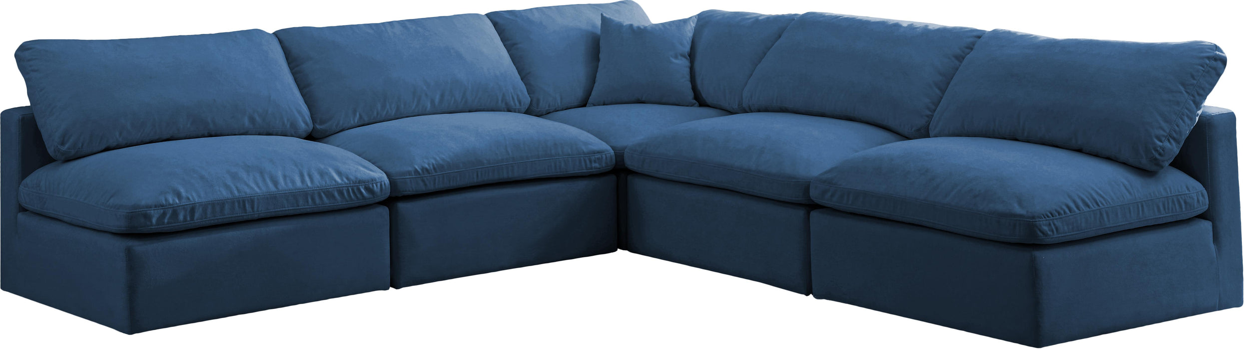 Plush Navy Velvet Standard Cloud Modular Sectional - Bargain Furniture (Detroit, MI)