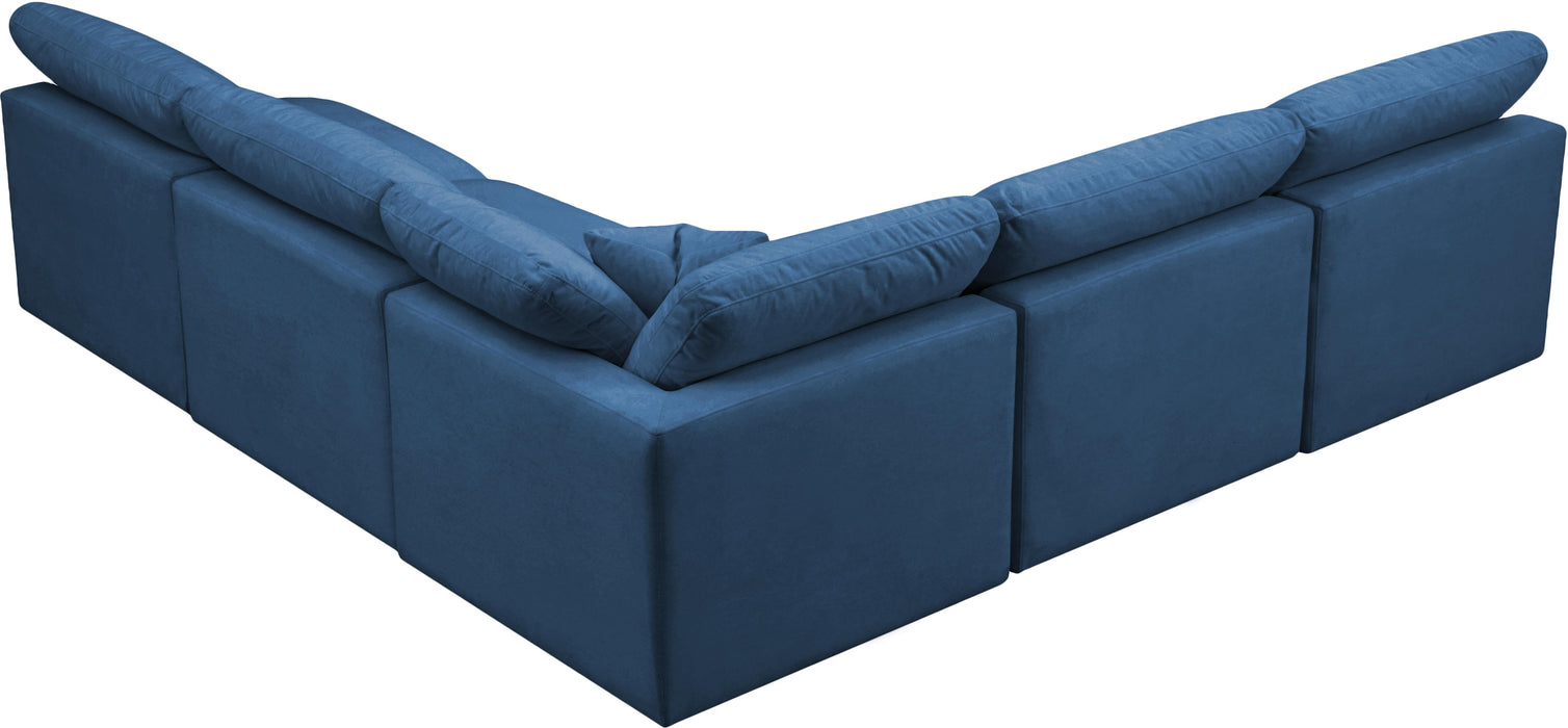 Plush Navy Velvet Standard Cloud Modular Sectional - Bargain Furniture (Detroit, MI)