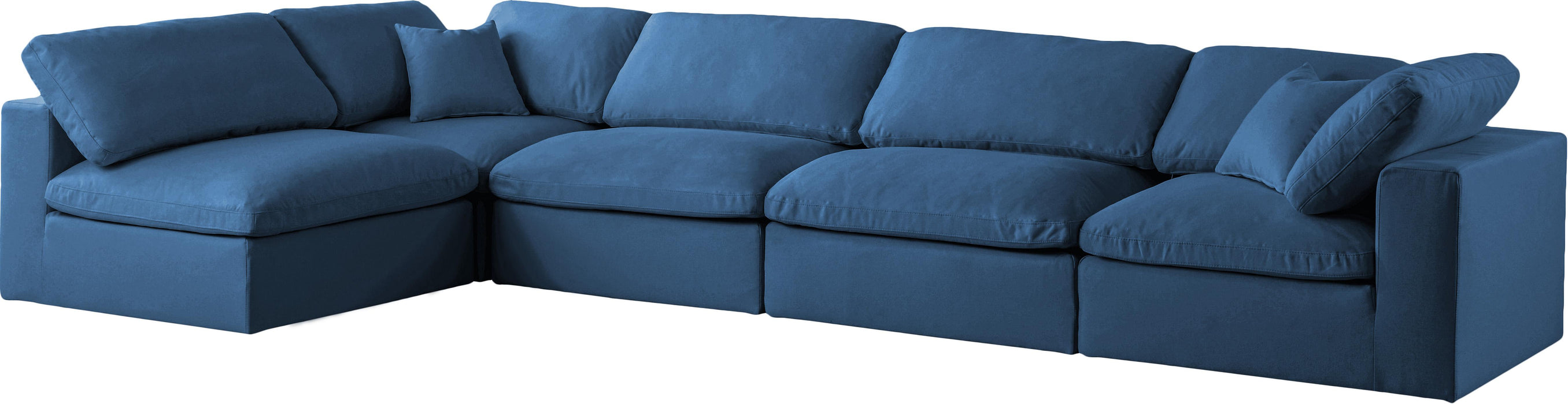 Plush Navy Velvet Standard Cloud Modular Sectional - Bargain Furniture (Detroit, MI)