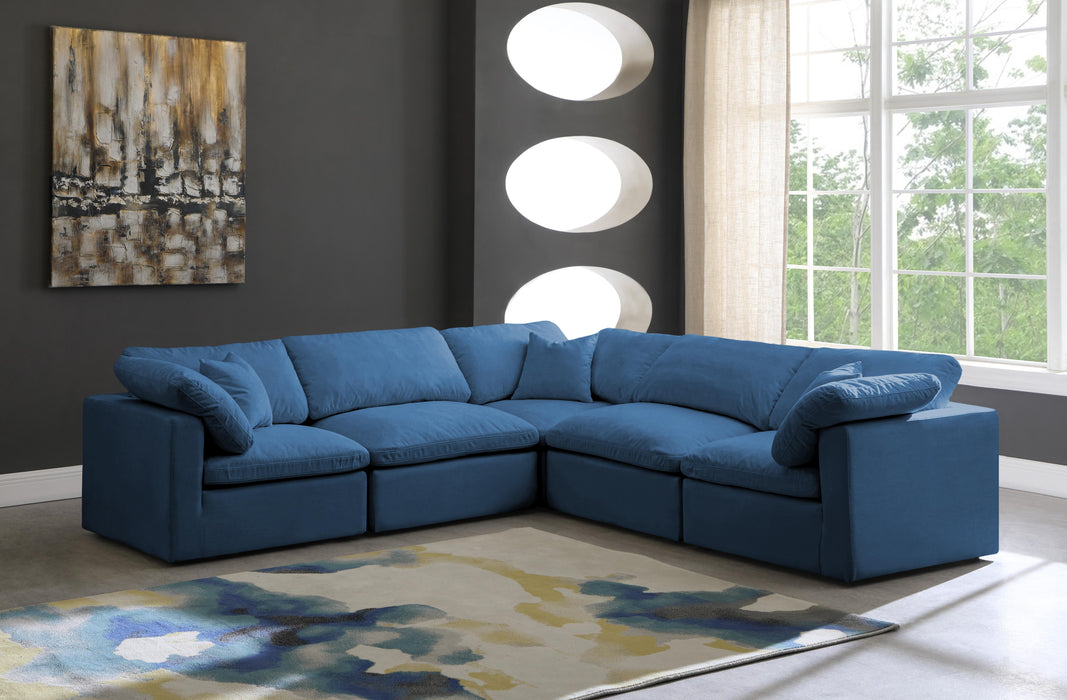 Plush Navy Velvet Standard Cloud Modular Sectional - Bargain Furniture (Detroit, MI)