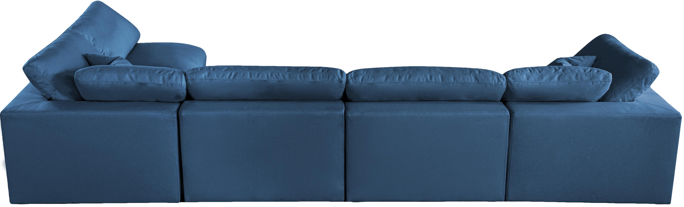 Plush Navy Velvet Standard Cloud Modular Sectional - Bargain Furniture (Detroit, MI)