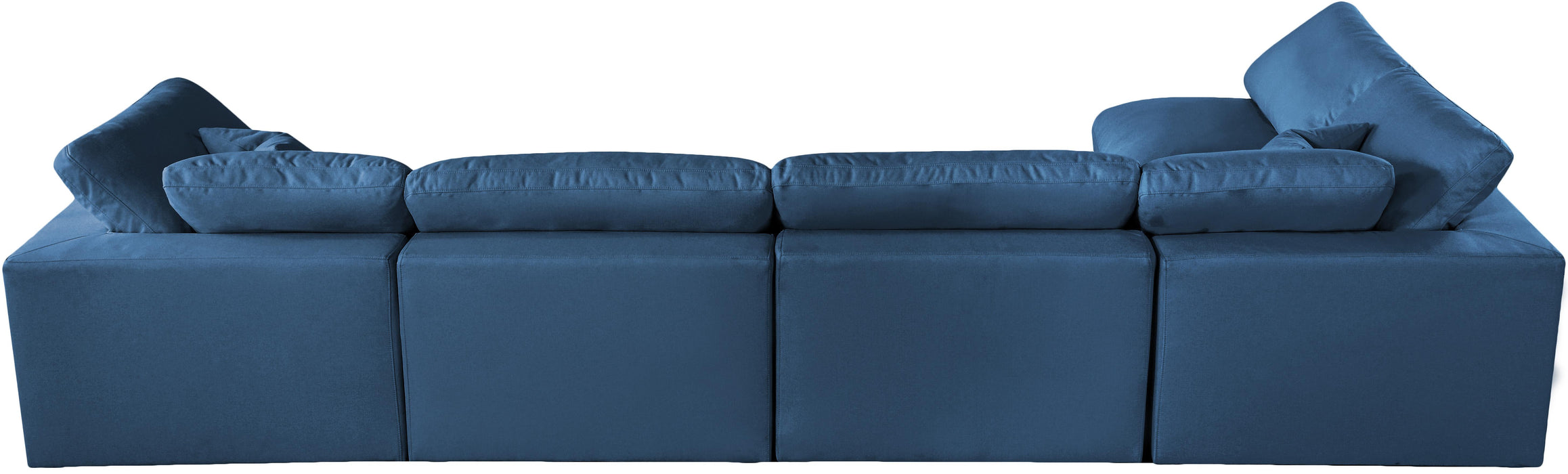 Plush Navy Velvet Standard Cloud Modular Sectional - Bargain Furniture (Detroit, MI)