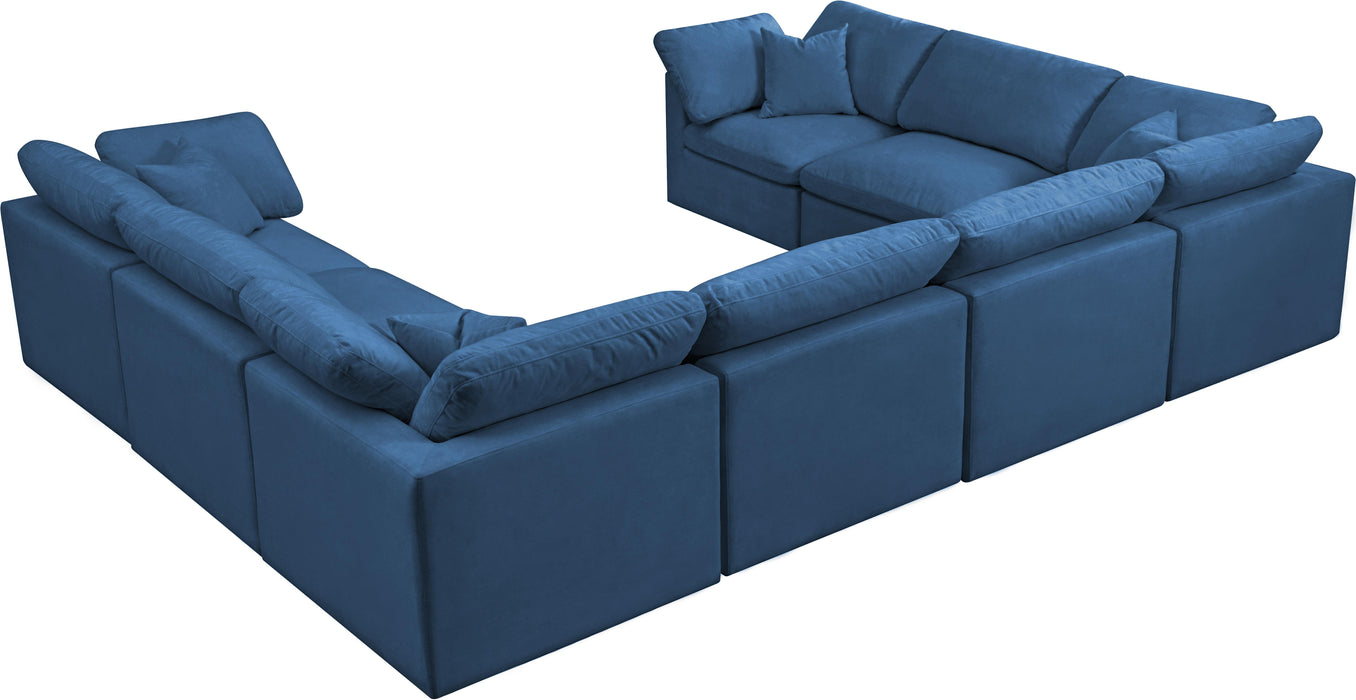 Plush Navy Velvet Standard Cloud Modular Sectional - Bargain Furniture (Detroit, MI)
