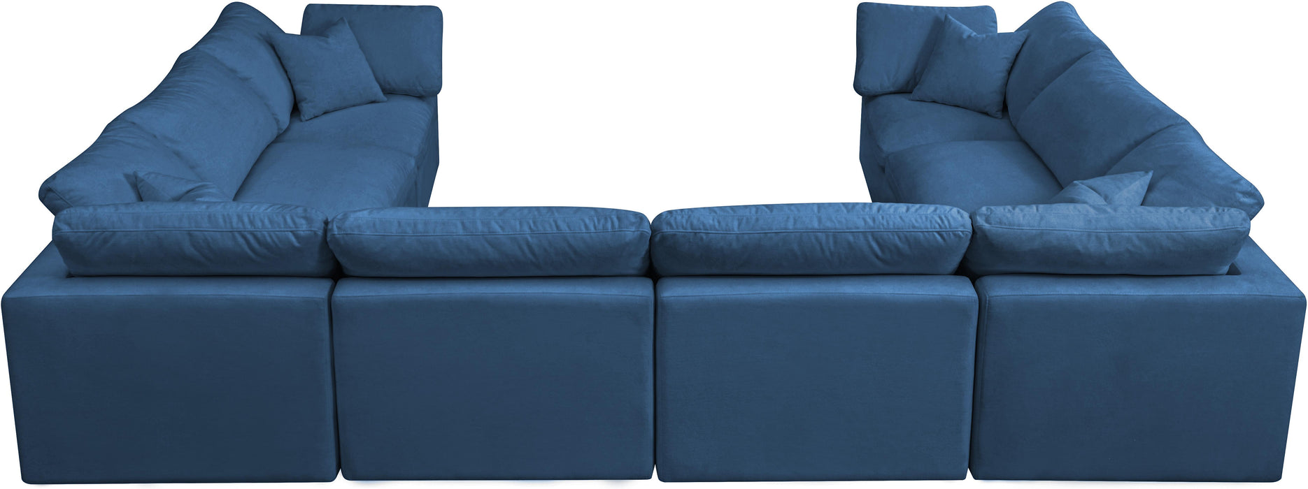 Plush Navy Velvet Standard Cloud Modular Sectional - Bargain Furniture (Detroit, MI)