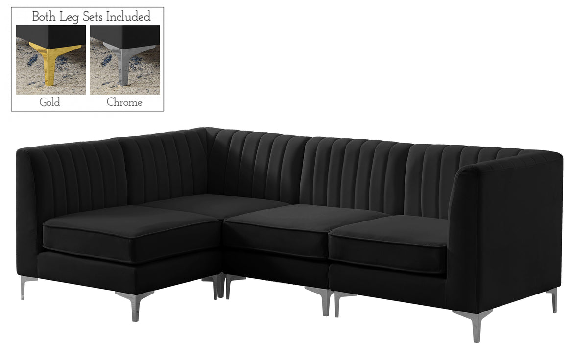 Alina Black Velvet Modular Sectional - Bargain Furniture (Detroit, MI)