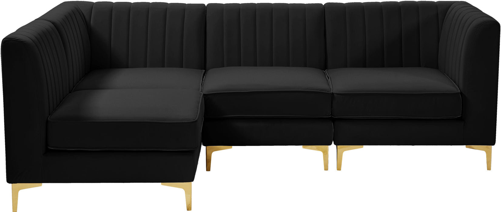 Alina Black Velvet Modular Sectional - Bargain Furniture (Detroit, MI)