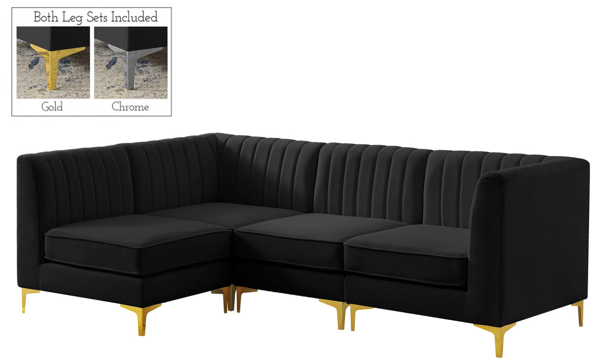 Alina Black Velvet Modular Sectional - Bargain Furniture (Detroit, MI)