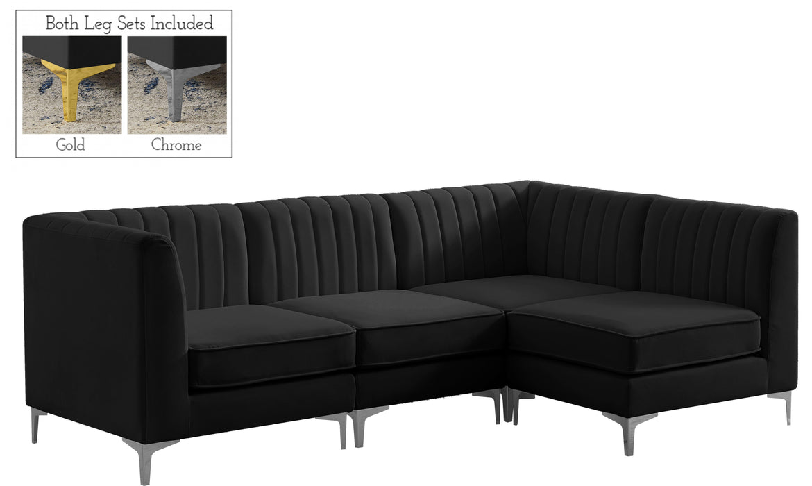 Alina Black Velvet Modular Sectional - Bargain Furniture (Detroit, MI)