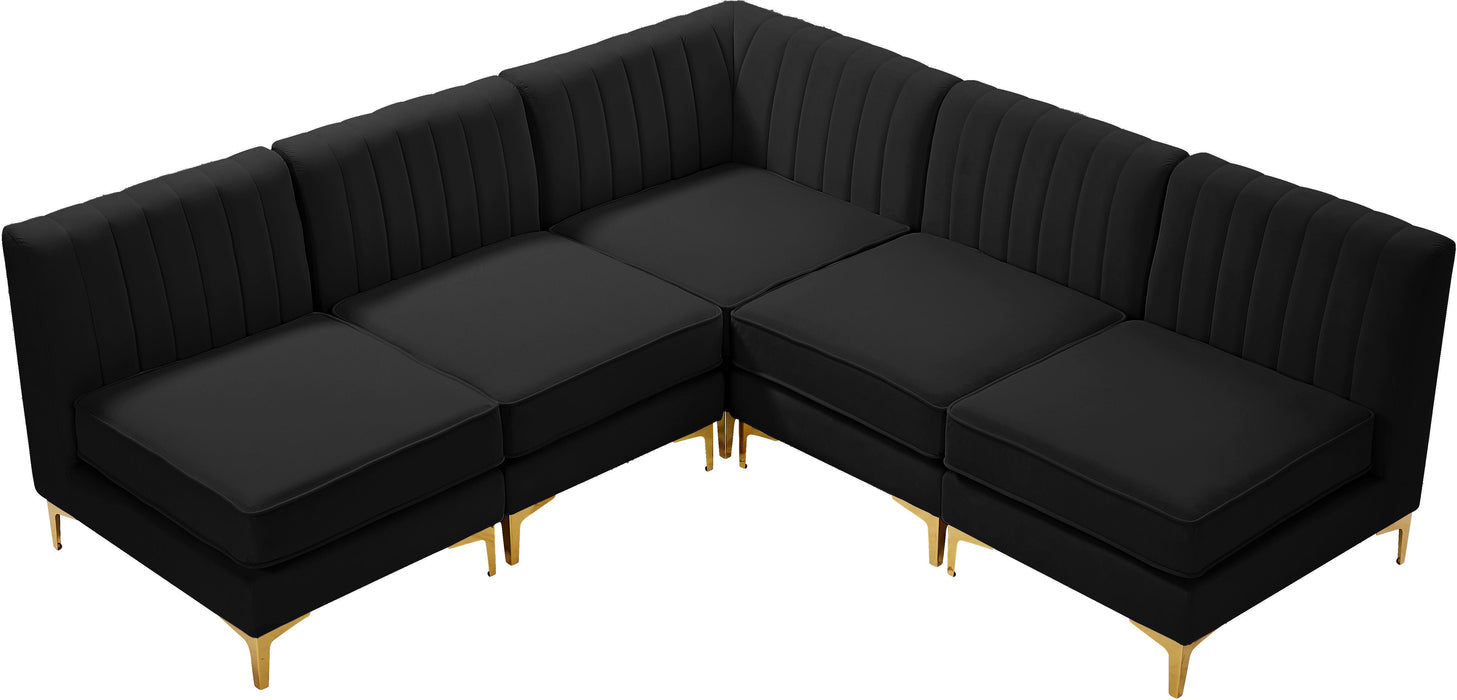 Alina Black Velvet Modular Sectional - Bargain Furniture (Detroit, MI)