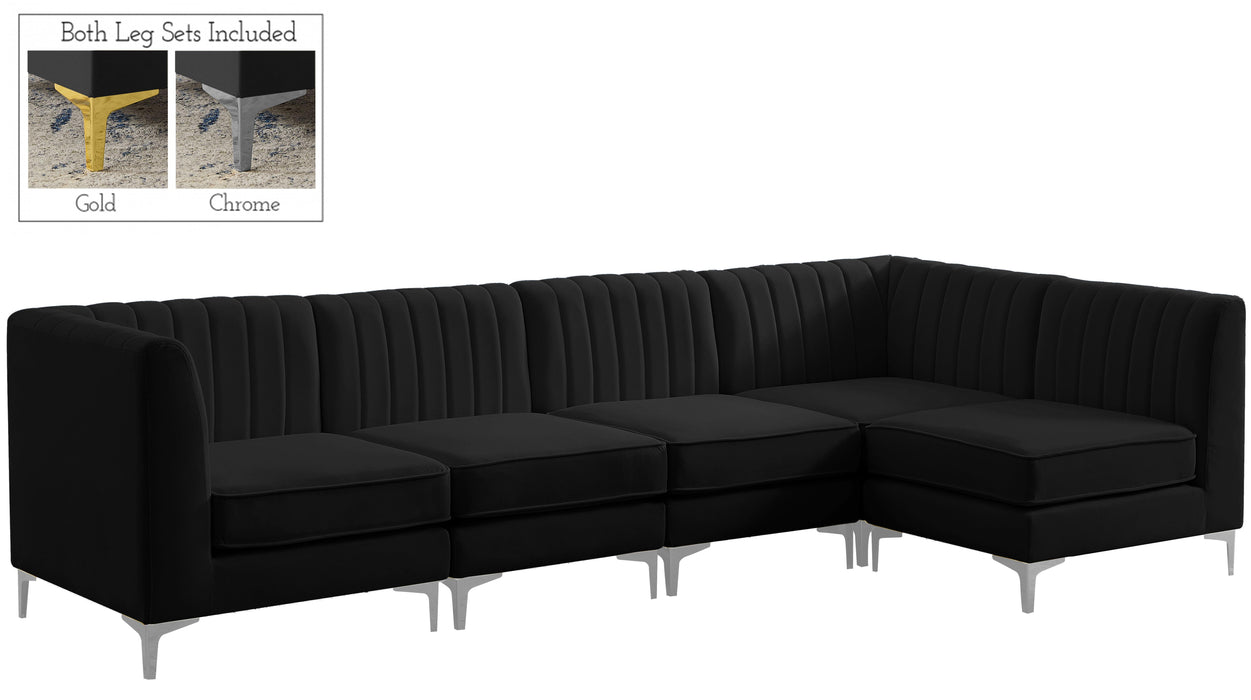 Alina Black Velvet Modular Sectional - Bargain Furniture (Detroit, MI)