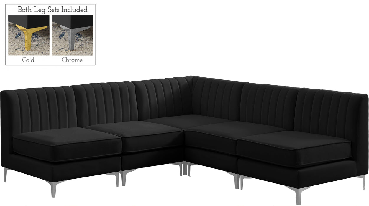 Alina Black Velvet Modular Sectional - Bargain Furniture (Detroit, MI)