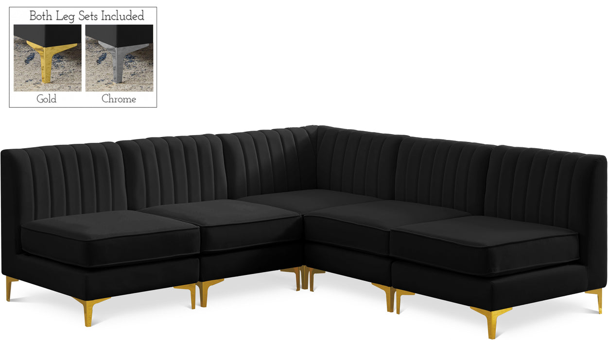 Alina Black Velvet Modular Sectional - Bargain Furniture (Detroit, MI)