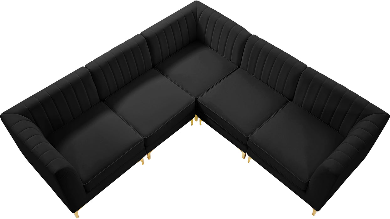 Alina Black Velvet Modular Sectional - Bargain Furniture (Detroit, MI)