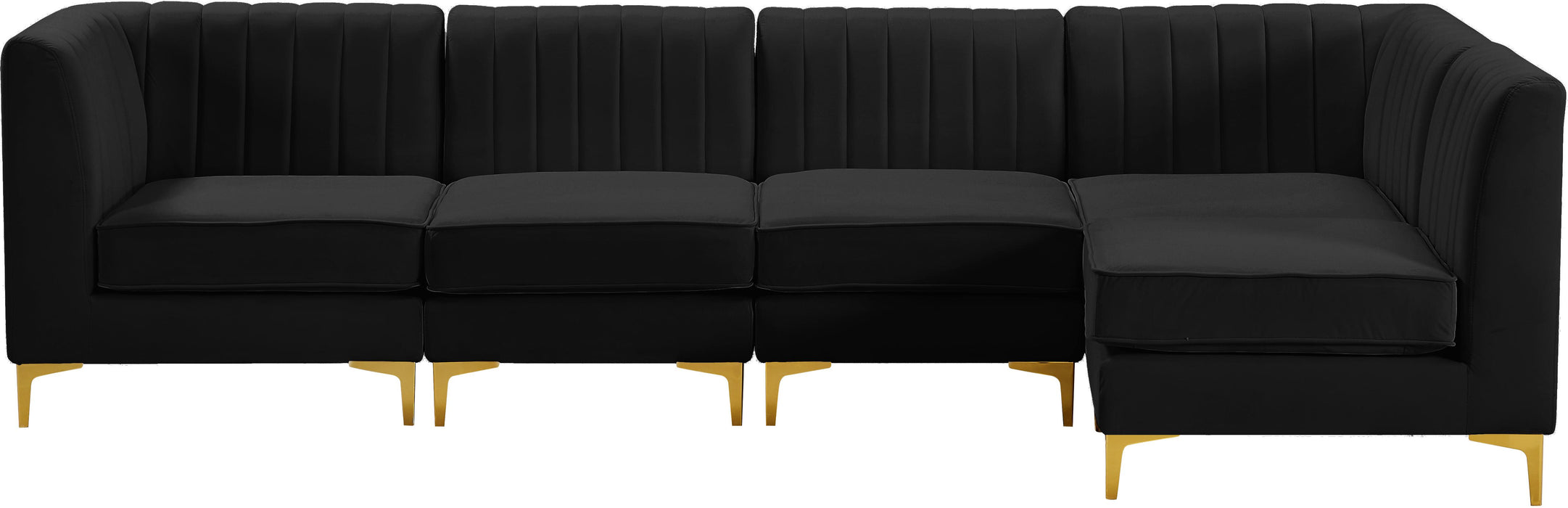 Alina Black Velvet Modular Sectional - Bargain Furniture (Detroit, MI)