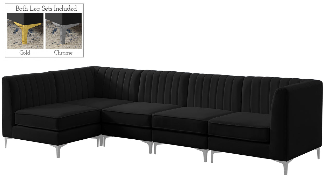 Alina Black Velvet Modular Sectional - Bargain Furniture (Detroit, MI)