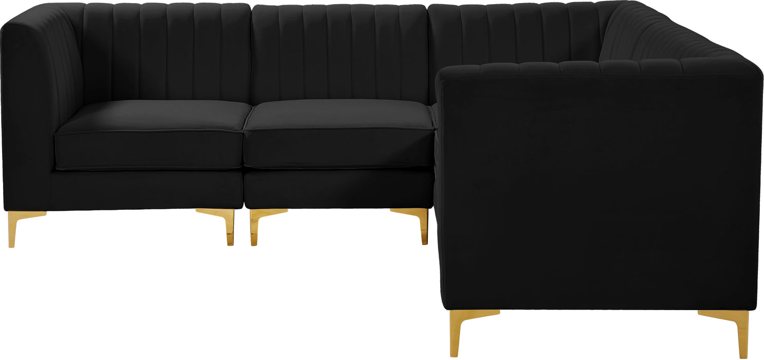 Alina Black Velvet Modular Sectional - Bargain Furniture (Detroit, MI)