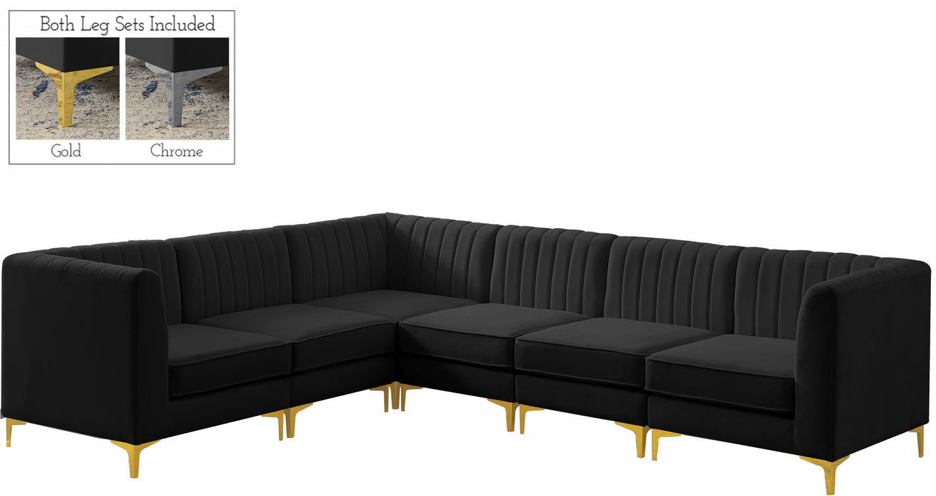 Alina Black Velvet Modular Sectional - Bargain Furniture (Detroit, MI)
