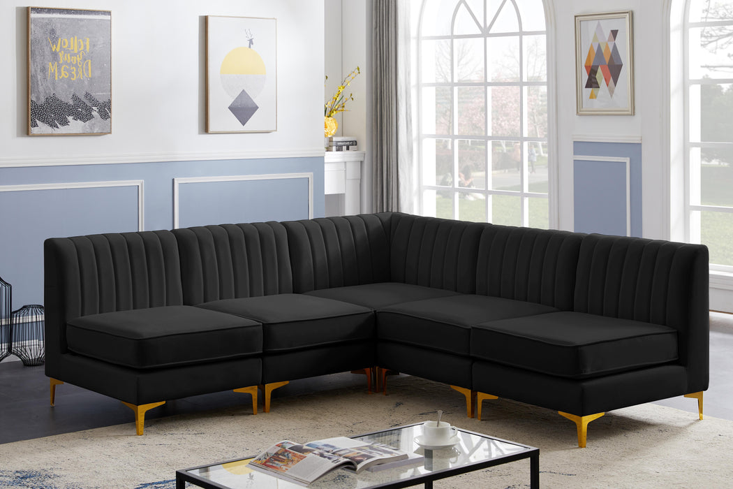 Alina Black Velvet Modular Sectional - Bargain Furniture (Detroit, MI)