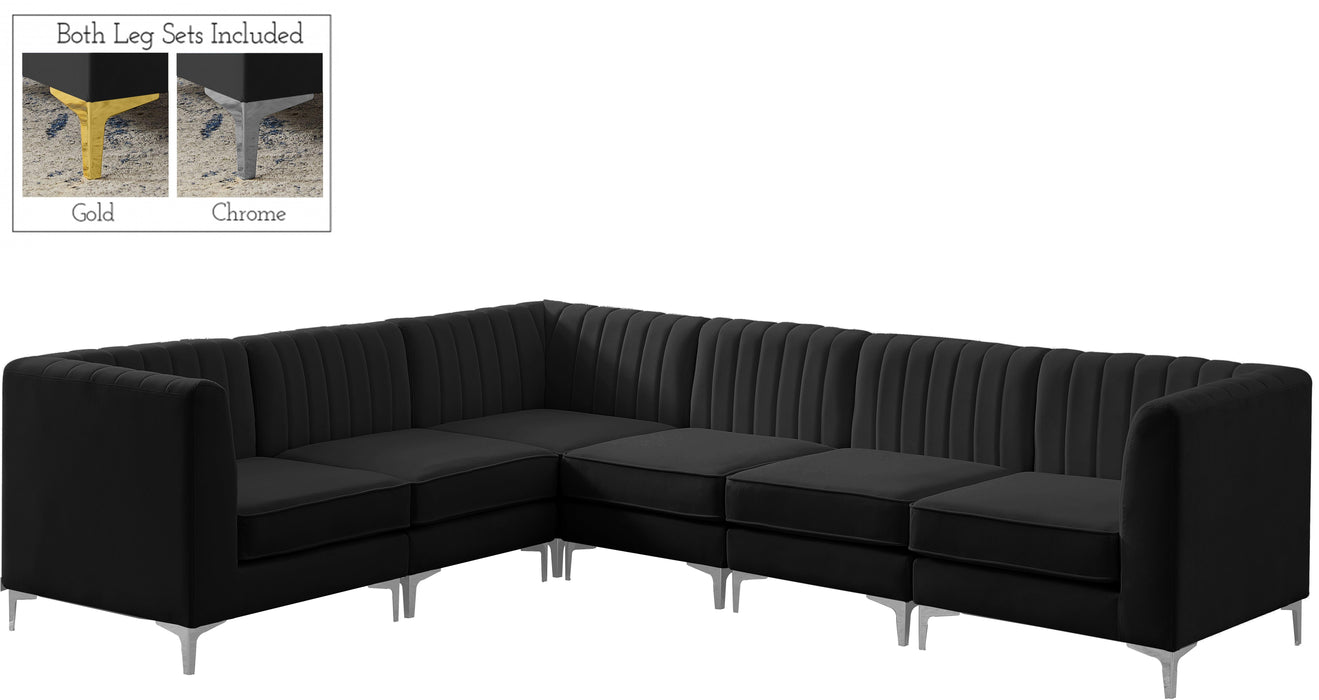Alina Black Velvet Modular Sectional - Bargain Furniture (Detroit, MI)