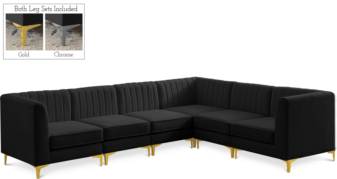 Alina Black Velvet Modular Sectional - Bargain Furniture (Detroit, MI)