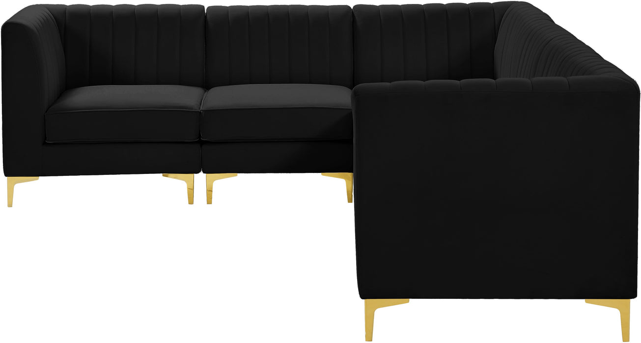 Alina Black Velvet Modular Sectional - Bargain Furniture (Detroit, MI)