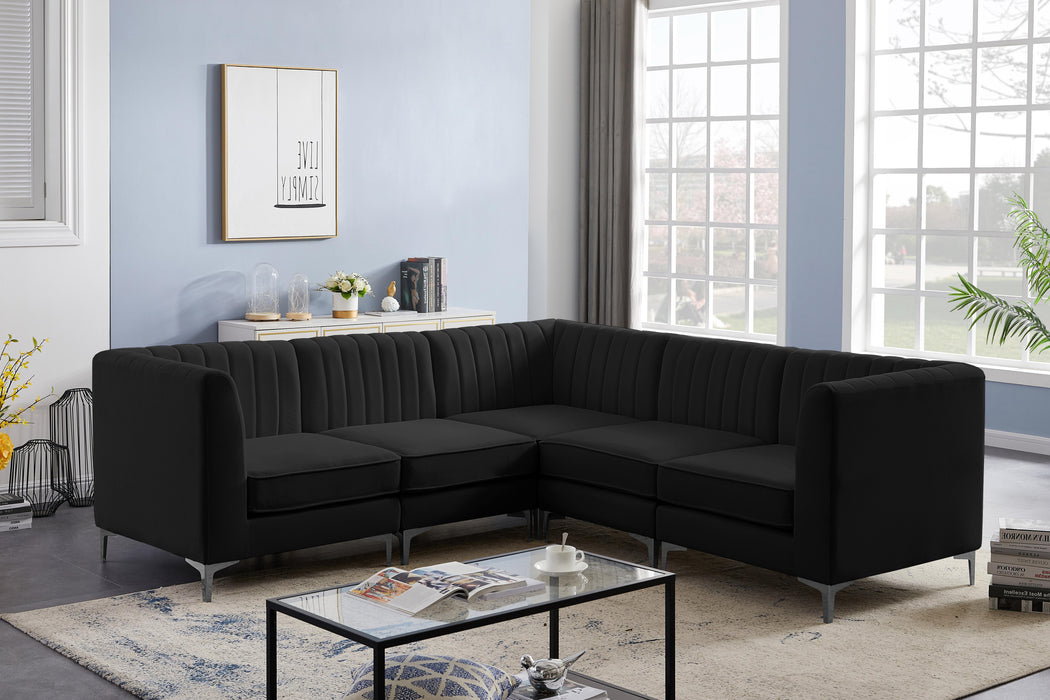 Alina Black Velvet Modular Sectional - Bargain Furniture (Detroit, MI)