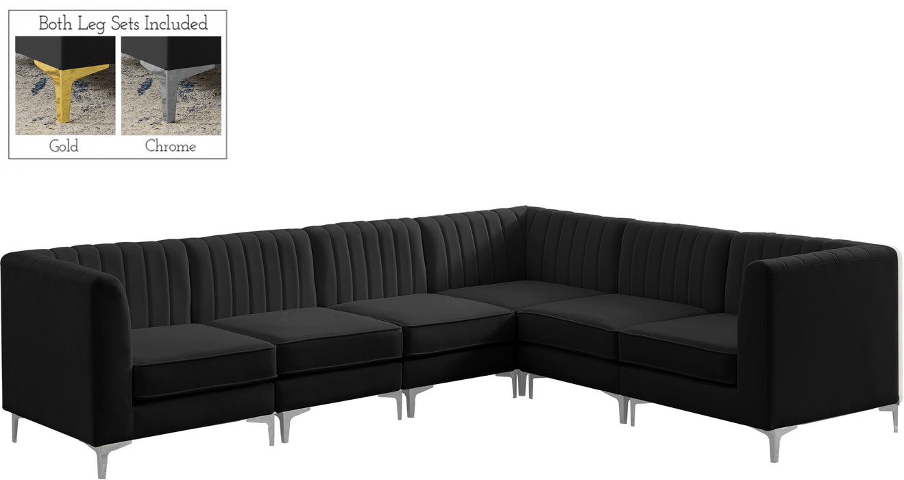 Alina Black Velvet Modular Sectional - Bargain Furniture (Detroit, MI)