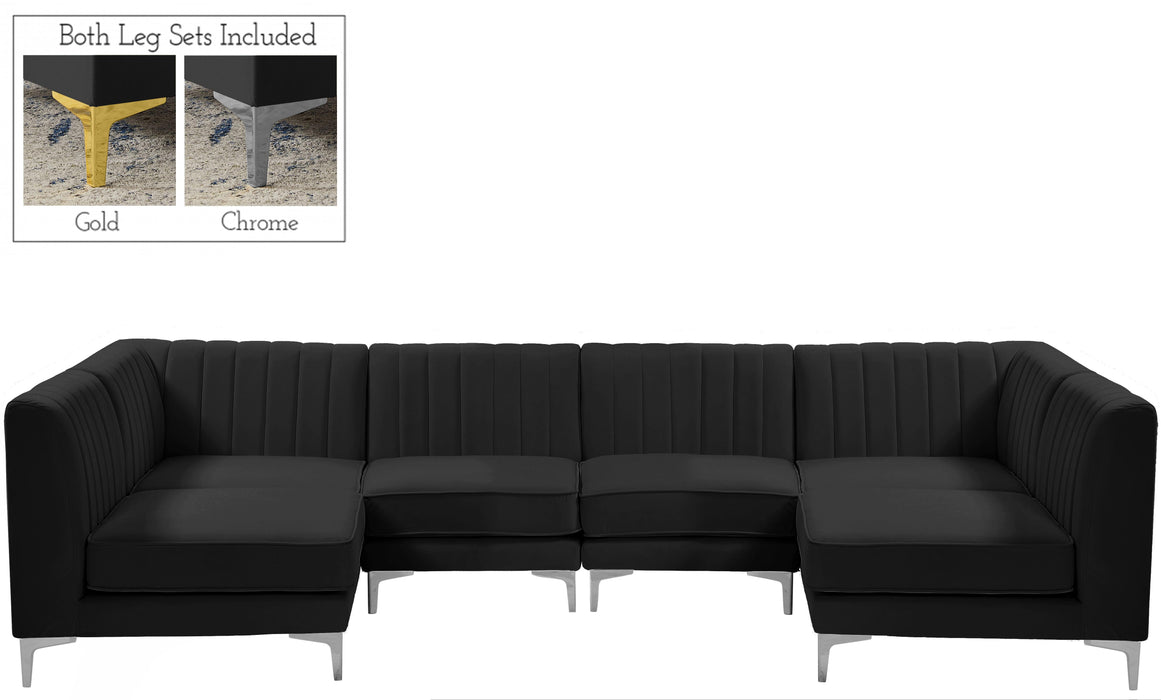 Alina Black Velvet Modular Sectional - Bargain Furniture (Detroit, MI)