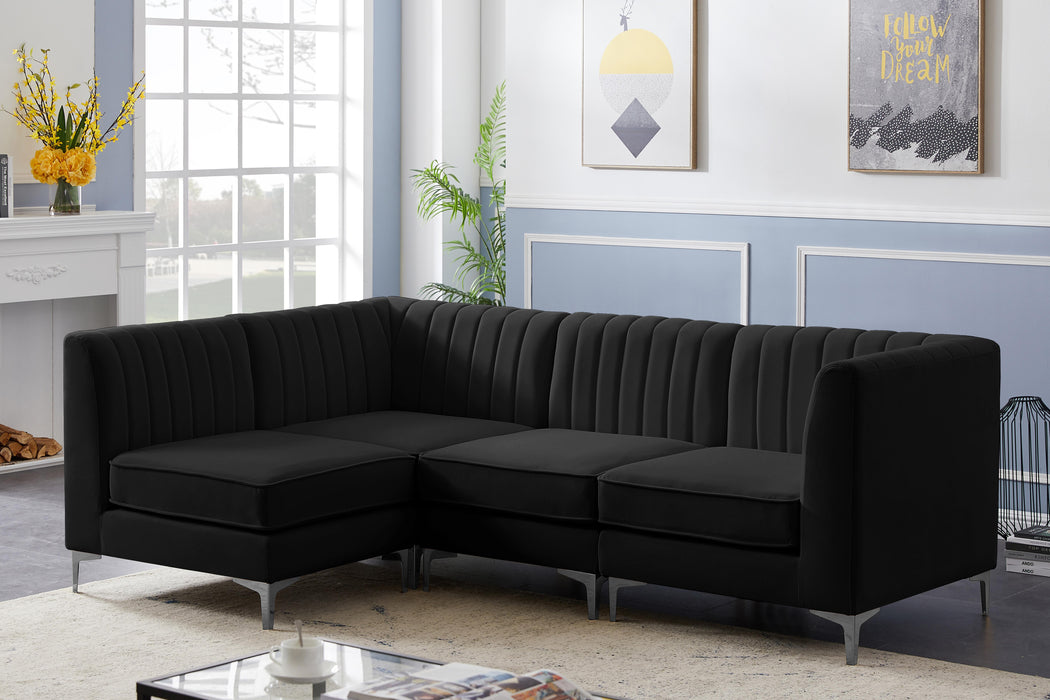 Alina Black Velvet Modular Sectional - Bargain Furniture (Detroit, MI)