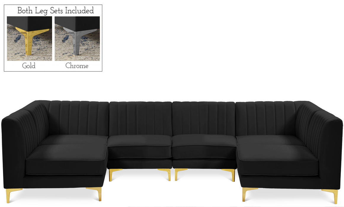 Alina Black Velvet Modular Sectional - Bargain Furniture (Detroit, MI)