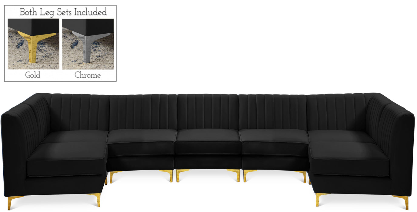 Alina Black Velvet Modular Sectional - Bargain Furniture (Detroit, MI)